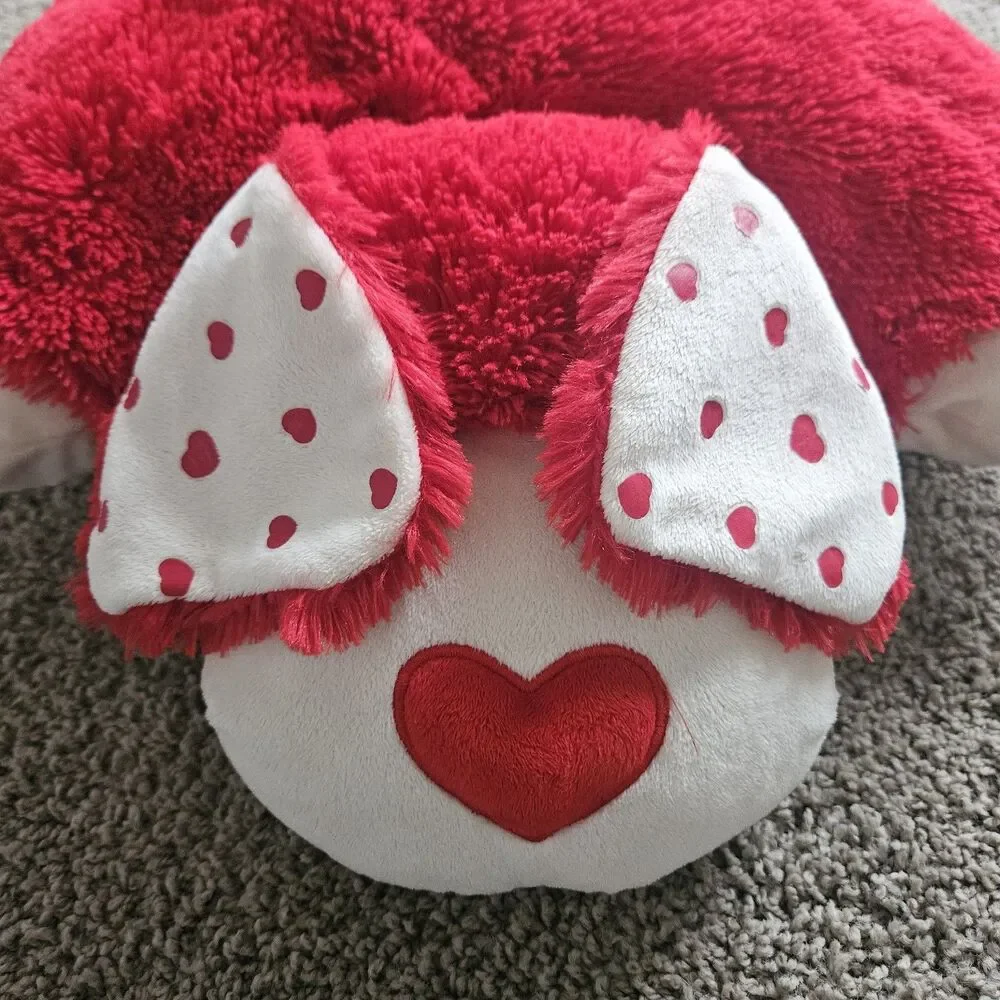 Pillow Pets Valentine Red Plush Fluffy Puppy Dog With Heart Nose Large 2010 19